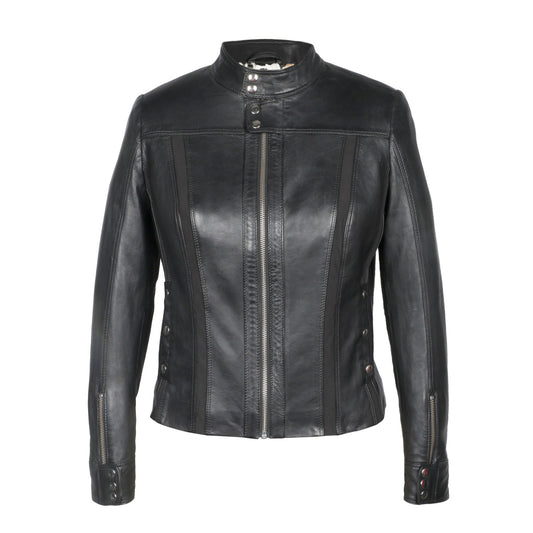 Saint Amaya Black Leather Women Cafe Racer Jackets