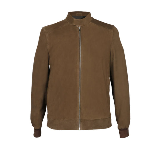 Saint Moreno Olive Suede Leather Men's Bomber Style Jackets.