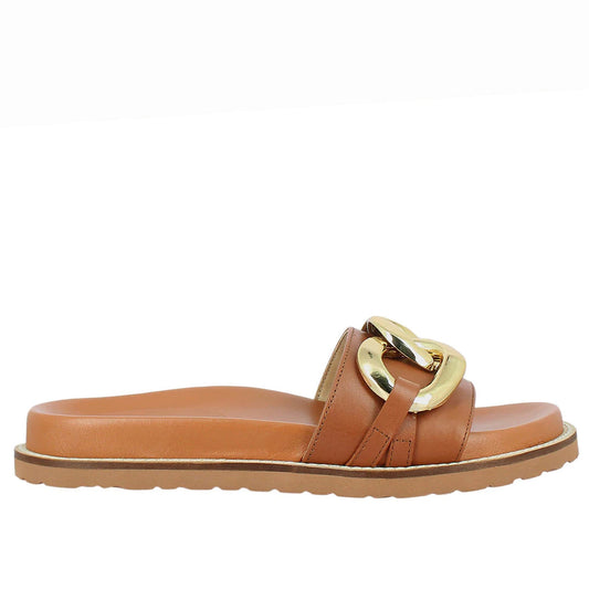 Saint Kiera Cuoio Leather Flat Slides