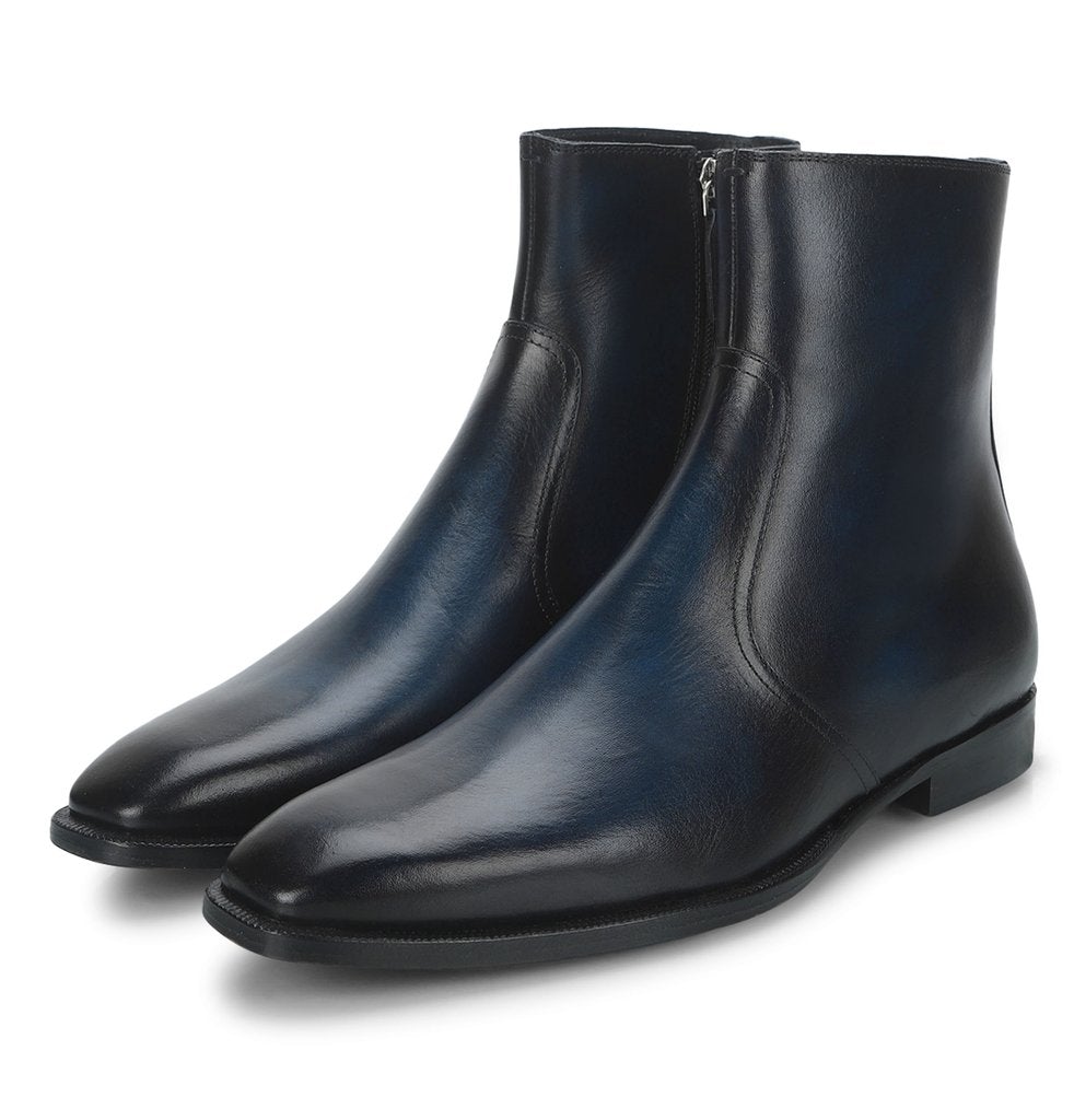 Saint Conrad Blue Leather Ankle Boot With Set