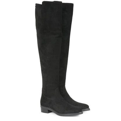 Saint Alicia Black Strech Suede above the knee boots - SaintG