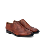 Saint Vincenzo Tan Leather Square Toe Lace Up Décor Slip On Shoes