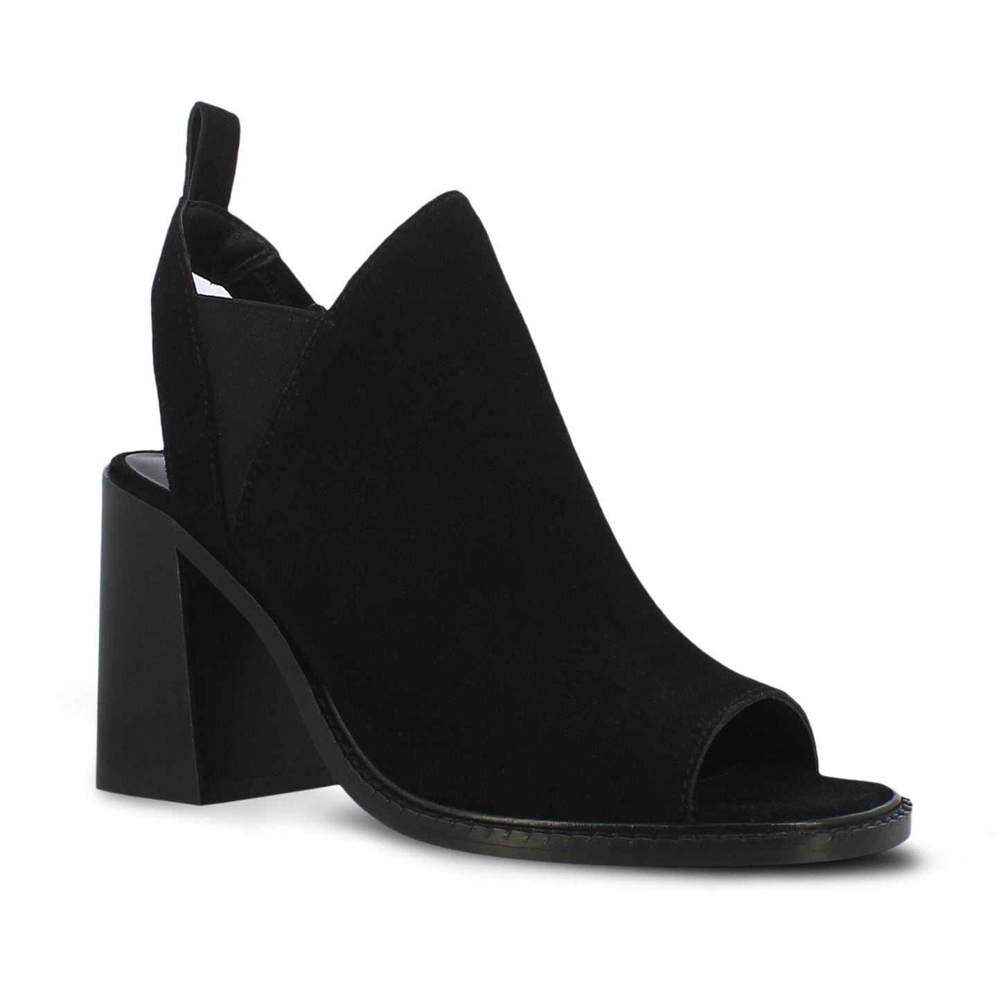 Saint Inez Black Suede Leather Block Heel Mules