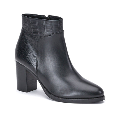 Saint Alexa Black Croco Leather Ankle Boots - SaintG