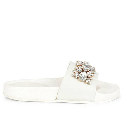 Saint Jaime White Leather Slide - SaintG