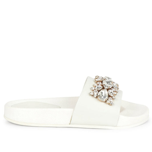 Saint Jaime White Leather Slide - SaintG