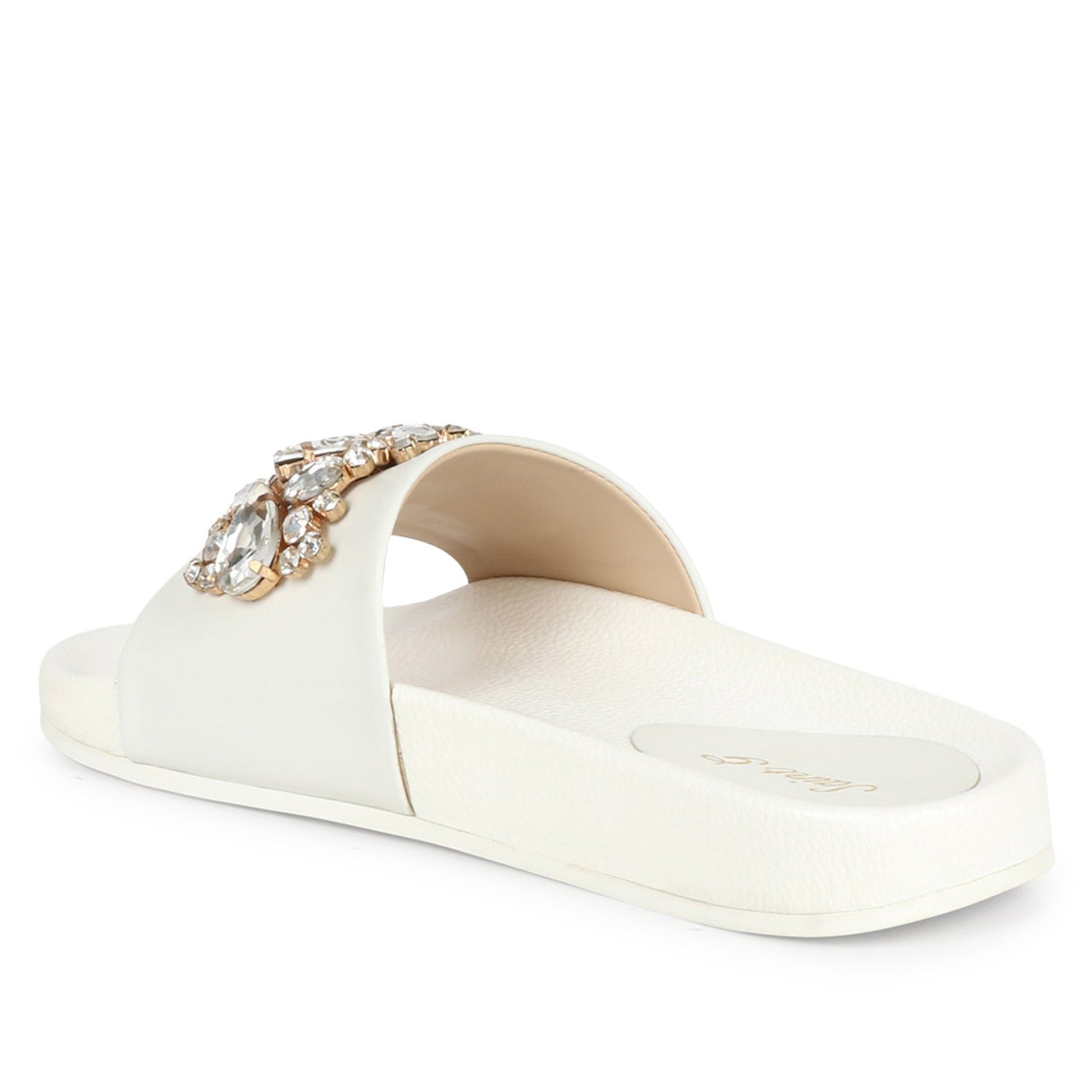 Saint Jaime White Leather Slide - SaintG