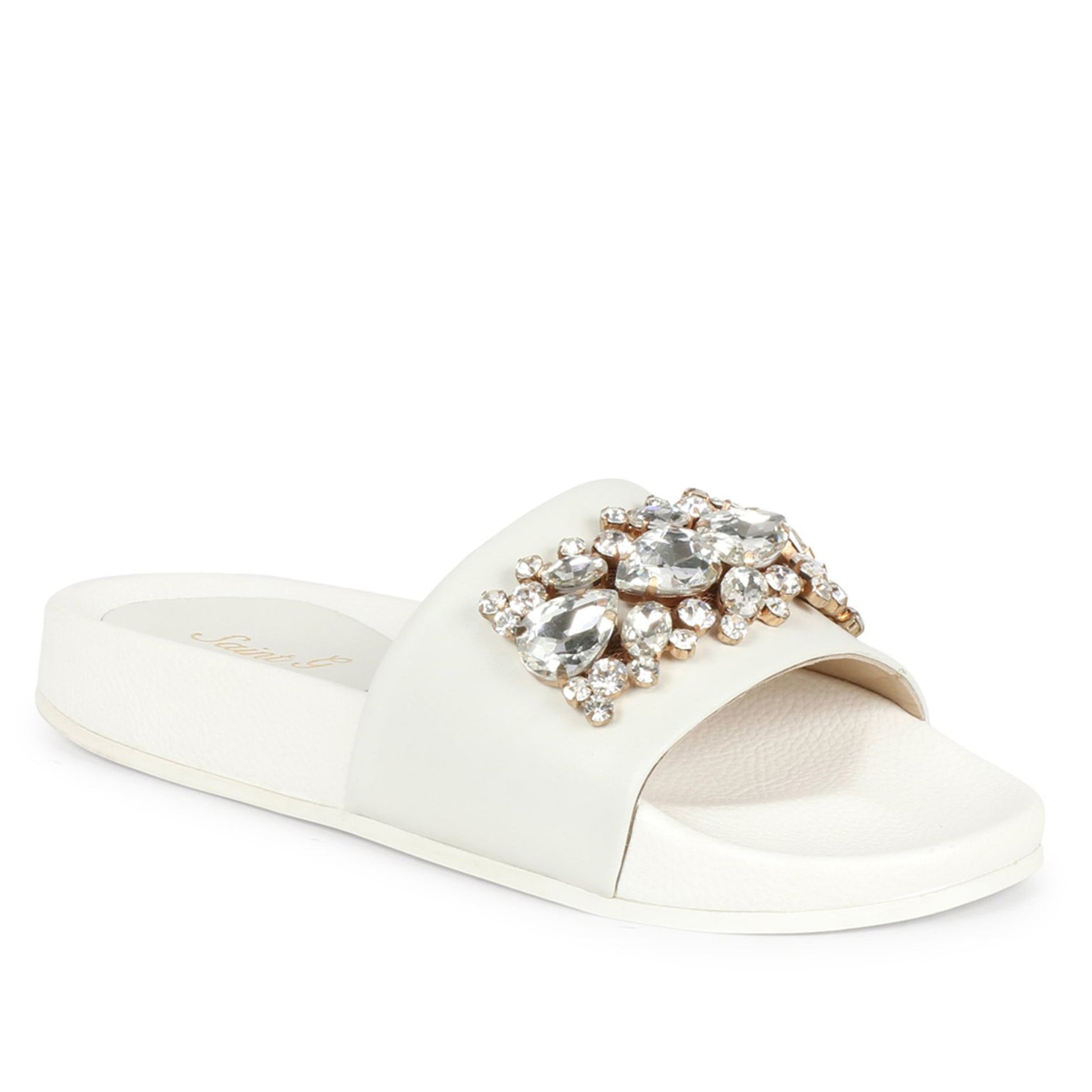 Saint Jaime White Leather Slide - SaintG