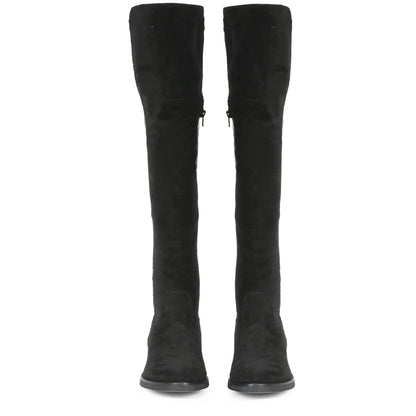 Saint Alicia Black Strech Suede above the knee boots - SaintG