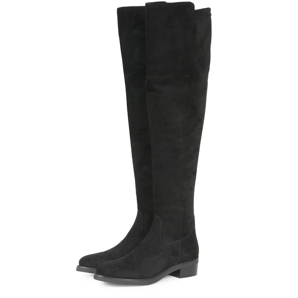 Saint Alicia Black Strech Suede above the knee boots - SaintG