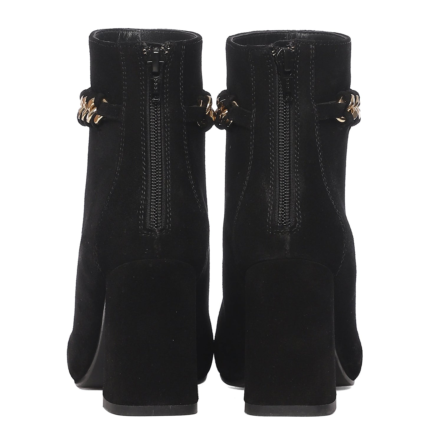 Saint Amica Black Leather Metal Chain Décor Boots