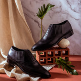 Saint Vincenzo Black Leather Square Toe Lace Up Décor Slip On Shoes