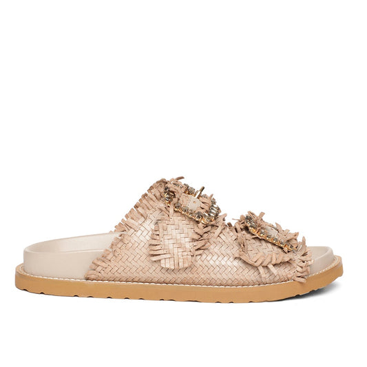 Saint Ravenna Taupe Woven Leather Sliders