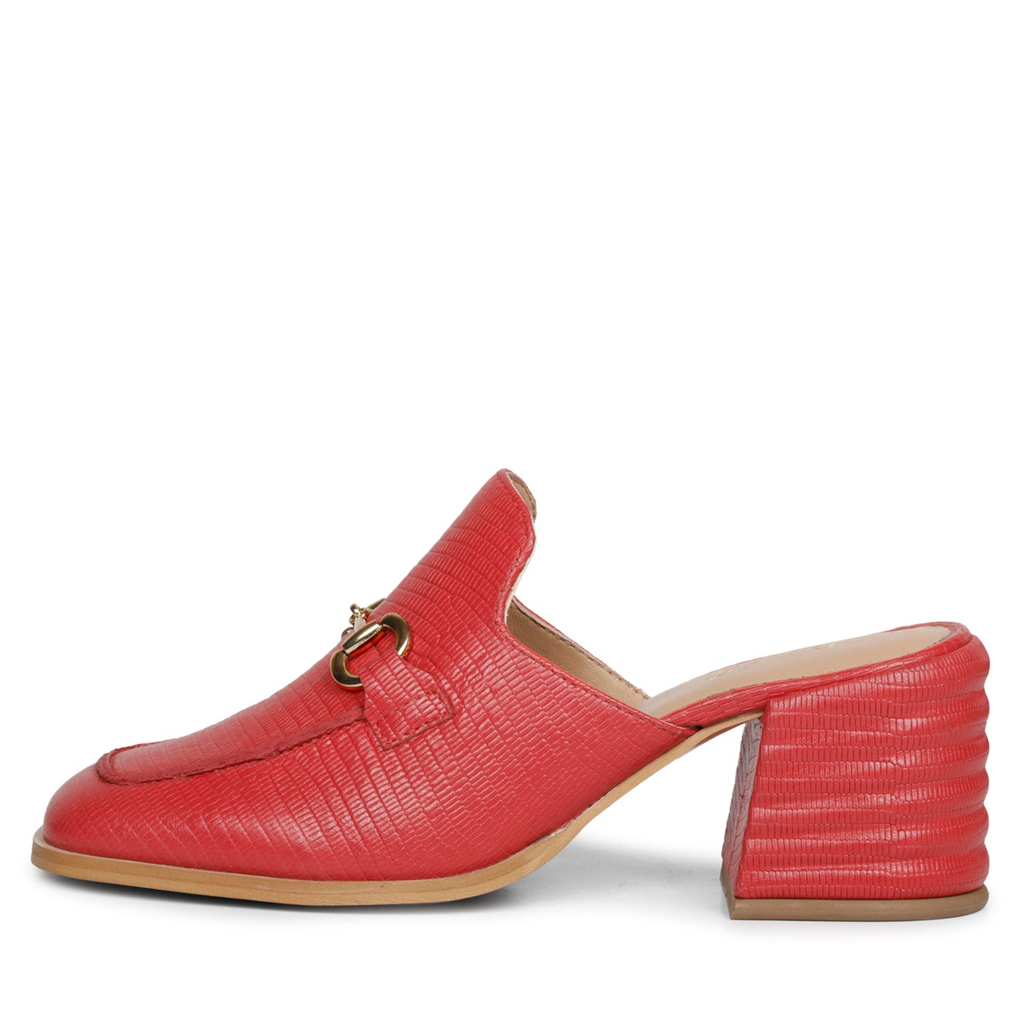 Saint Jasmine Red Lizard Print Leather Moccasins