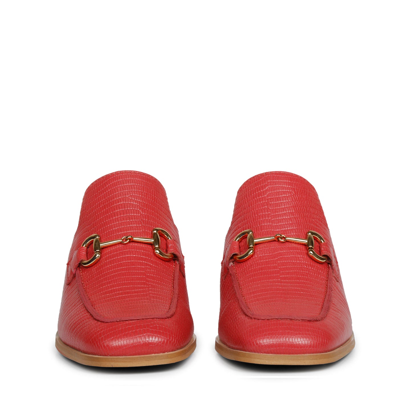 Saint Jasmine Red Lizard Print Leather Moccasins