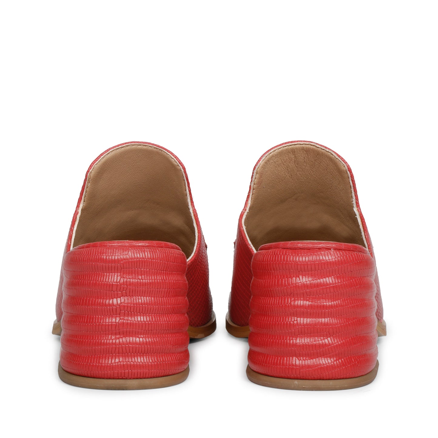 Saint Jasmine Red Lizard Print Leather Moccasins