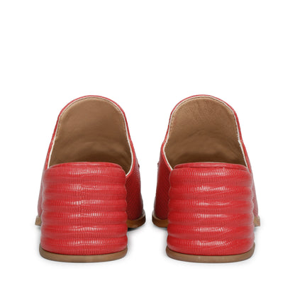 Saint Jasmine Red Lizard Print Leather Moccasins