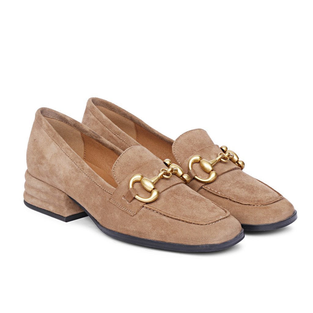 Saint Jenny Taupe Suede Leather Handcrafted Moccasins