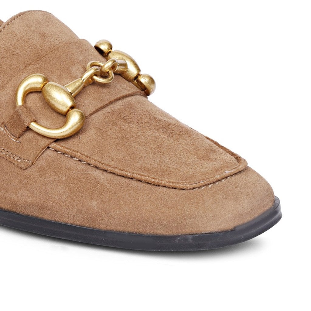 Saint Jenny Taupe Suede Leather Handcrafted Moccasins