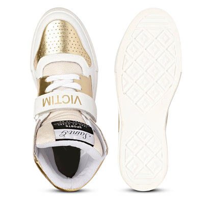 Saint Rowan White & Gold Leather Sneakers