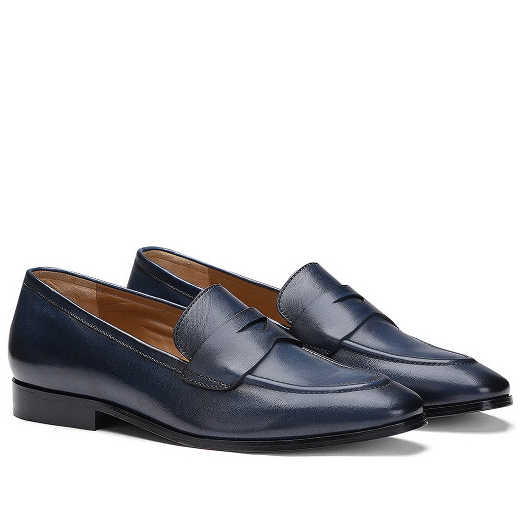 Saint Lukonin Navy Leather Loafers - SaintG