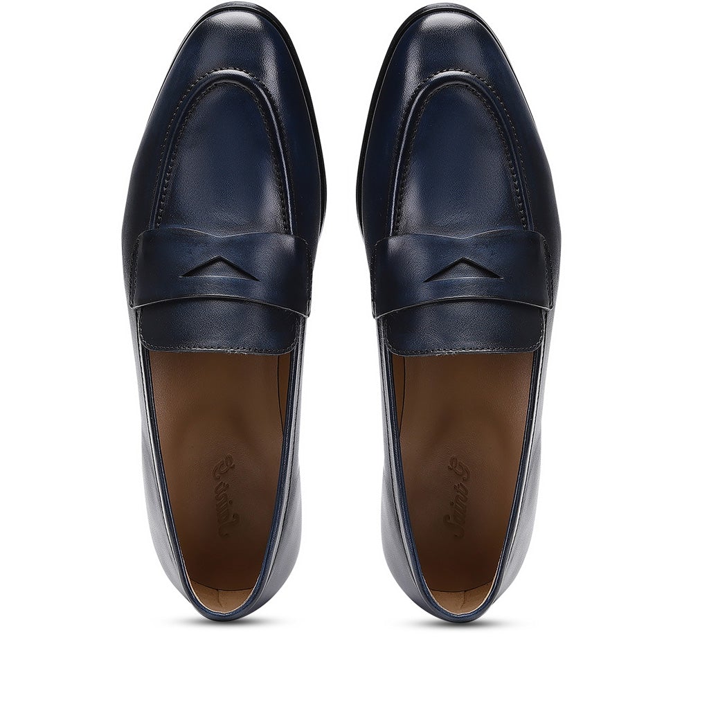 Saint Lukonin  Toned Navy Leather Loafers - SaintG