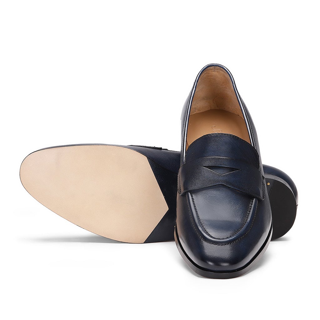 Saint Lukonin  Toned Navy Leather Loafers - SaintG