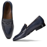 Saint Lukonin Toned Navy Leather Loafers With Set
