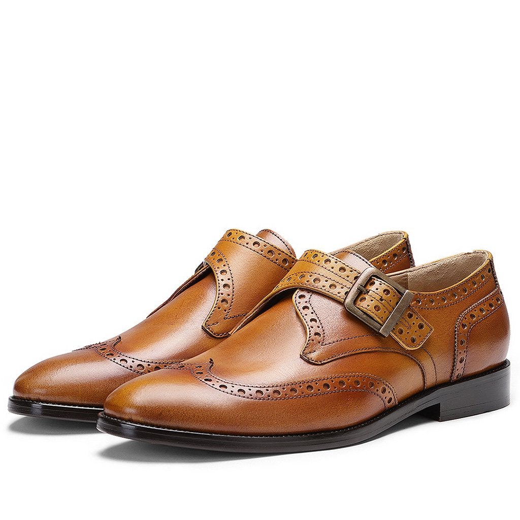 Saint Salvador Tan Leather Monk Brogue With Set