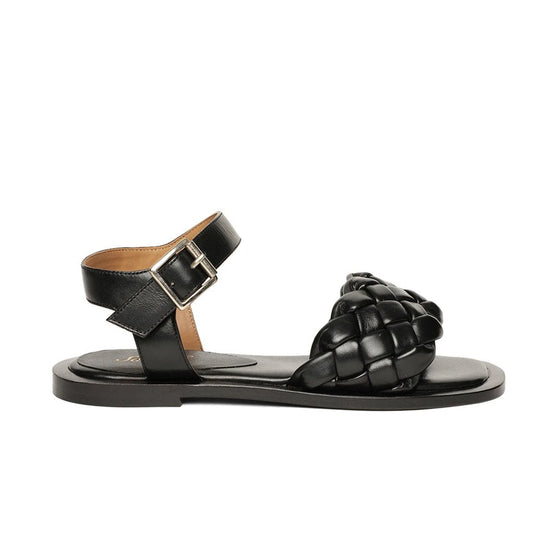 Saint Ricciarda Black Woven Leather Sandals