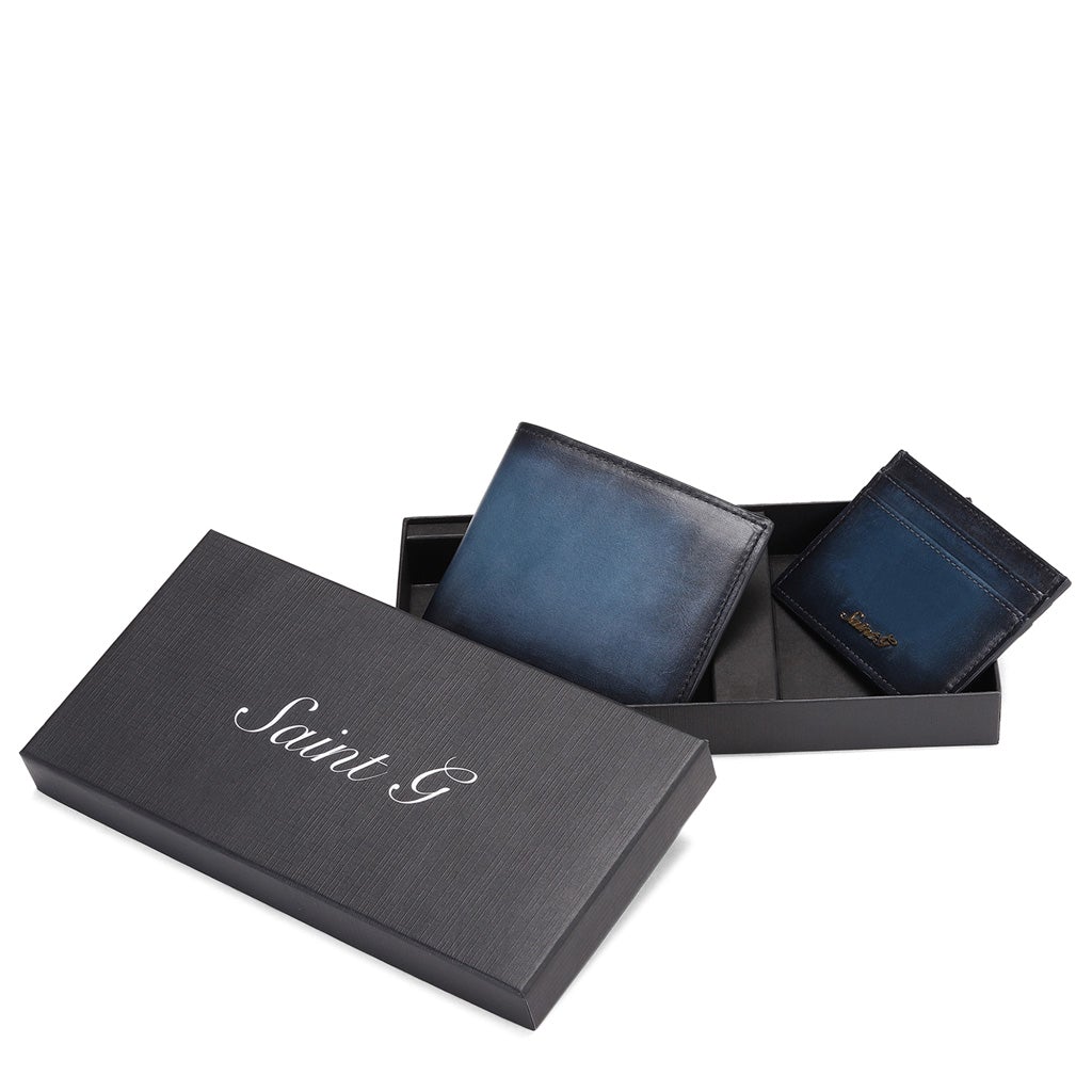 Blue Mens Wallet Set