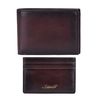 Dark Brown Leather Men's Wallet Set