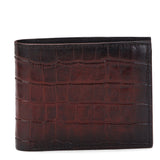 Brown Croco Leather Men's Wallet Set