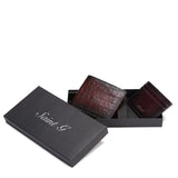 Brown Croco Leather Men's Wallet Set - SaintG