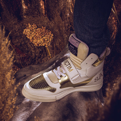 Saint Rowan White & Gold Leather Sneakers