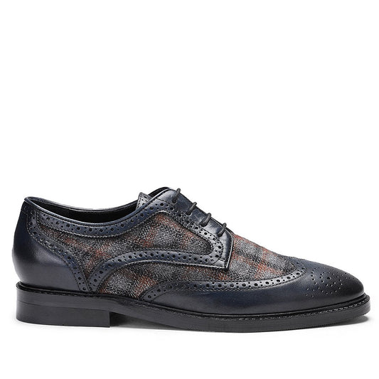 Saint Faustin Navy Leather Lace Up Brogue - SaintG