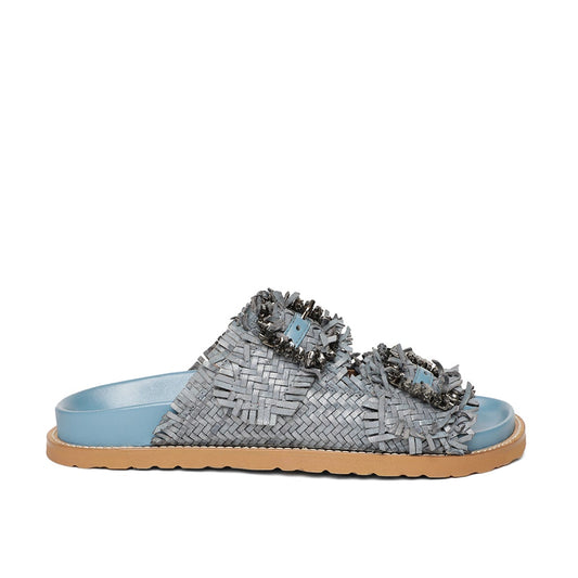 Saint Ravenna Blue Woven Leather Sliders