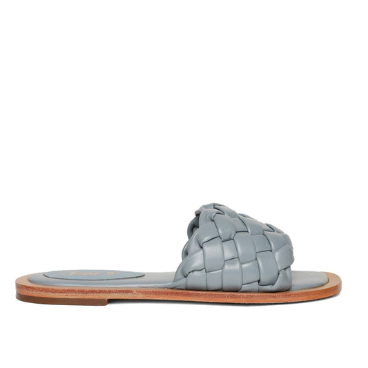 Saint Edetta Blue Woven Leather Sliders