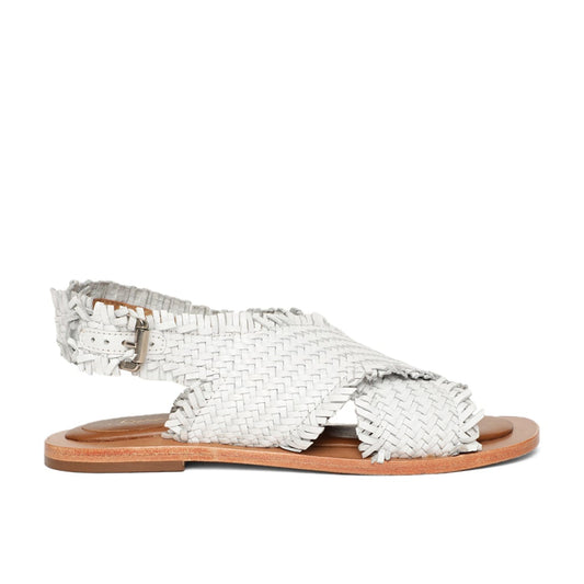 Saint Gaetana White Woven Leather Sandals