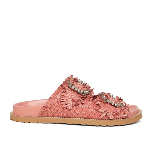 Saint Ravenna Pink Woven Leather Sliders