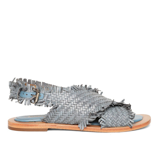 Saint Gaetana Blue Woven Leather Sandals