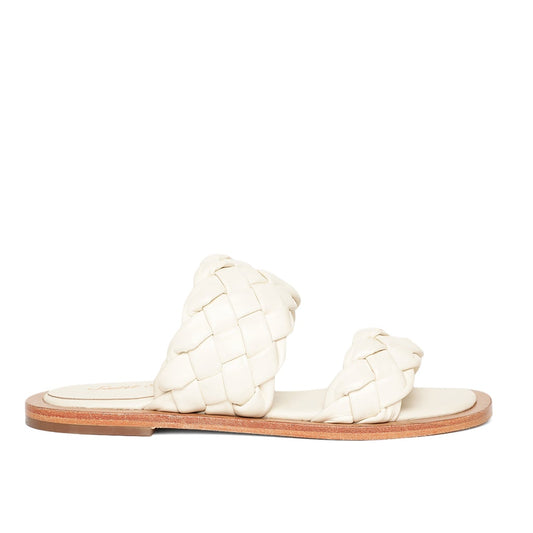 Saint Bruna White Woven Leather Sliders