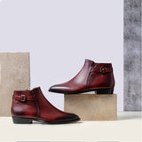 Saint Roger Red Leather Ankle Boot With Set