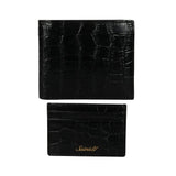 Black Croco Leather Men's Wallet Set - SaintG