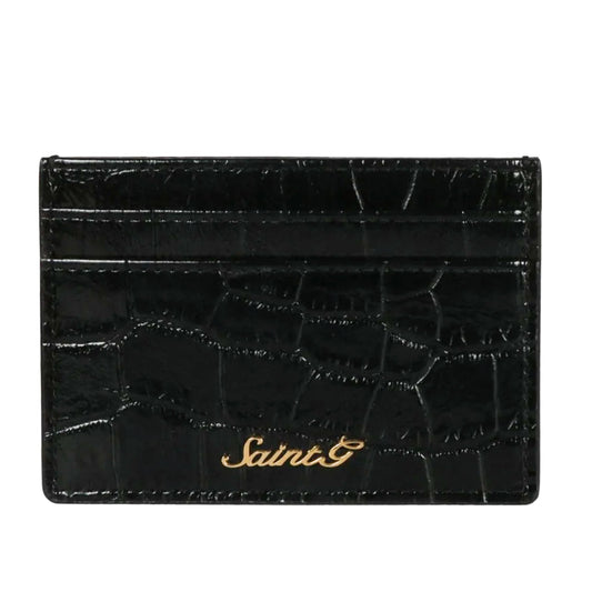 Black Croco Print Leather Card Holders