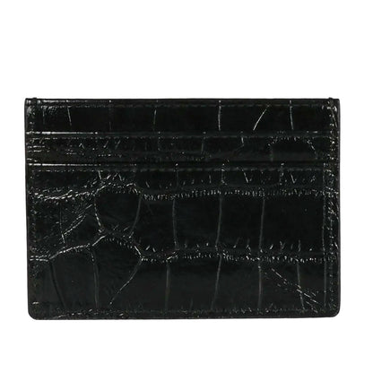 Black Croco Print Leather Card Holders