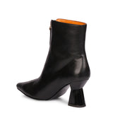 Saint Ava Black Leather Handcrafted Front Zip Heel Ankle Boots