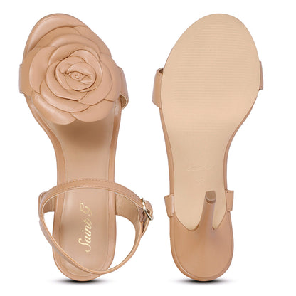 Saint Veronique Flower Embellished Cuoio Leather Stilettos