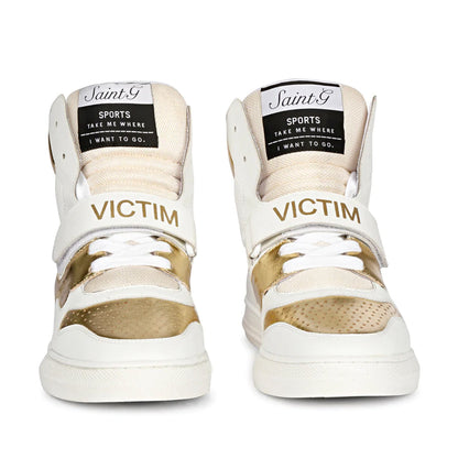 Saint Rowan White & Gold Leather Sneakers