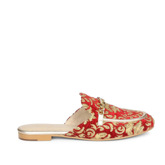 Saint Manon Metal Chain Embellished Red Mules